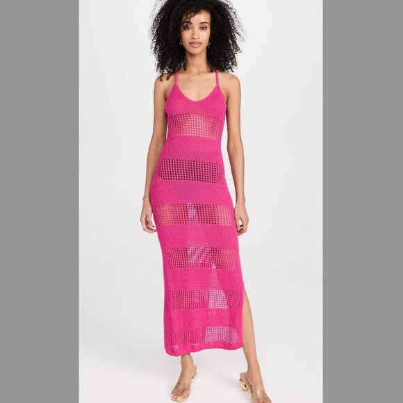 NWT L*Space Kalea Crochet Dress Maxi Cover-up Beach Hot Pink – Small - Picture 10 of 11